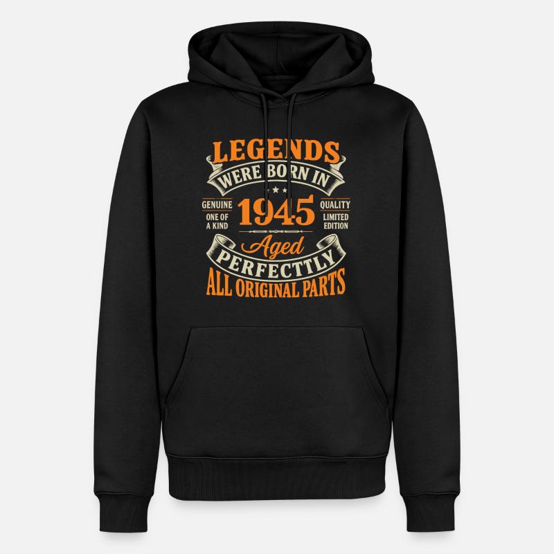 Legenden wurden 1945 perfekt gealtert - Männer Premium Bio Hoodie - Schwarz