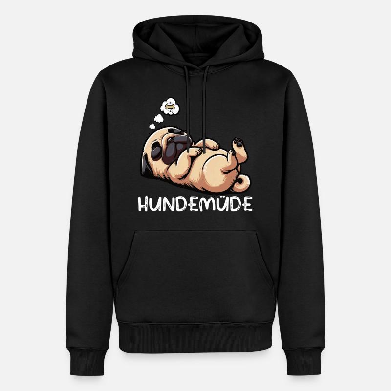Hundemüde Mops Möpse Mopsbesitzer Mopsliebhaber - Männer Premium Bio Hoodie - Schwarz
