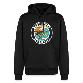 Surf Reef Rider Ocean Life Turtle - Men’s Premium Organic Hoodie - black - Front - Nico (187cm)