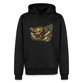 Majestätischer Steinadler Kasach - Männer Premium Bio Hoodie - Schwarz - Vorne - Nico (187cm)