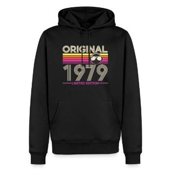 Originaler Vintage Rainbow von 1979 - Männer Premium Bio Hoodie - Schwarz - Vorne - Nico (187cm)
