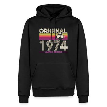 Original 1974 Limited Edition - Men’s Premium Organic Hoodie - black - Front - Nico (187cm)