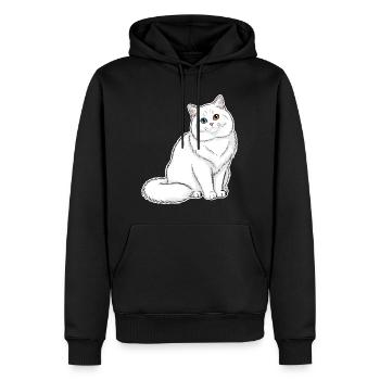 Weiße Katzen-Angora-Augen Minnows-Porträt Elegant - Männer Premium Bio Hoodie - Schwarz - Vorne - Nico (187cm)