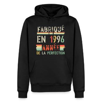 Fabriqué en 1926 Année de Perfection - Sweat à capuche Premium bio Homme - noir - Devant - Nico (187cm)