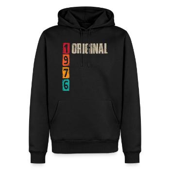 Millésime 1976 - Sweat à capuche Premium bio Homme - noir - Devant - Nico (187cm)