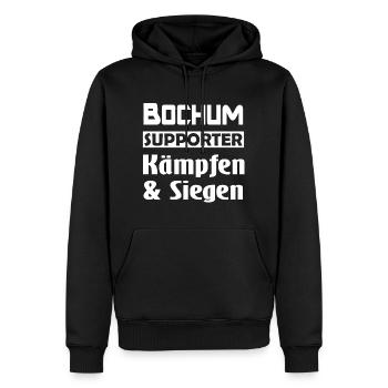 Bochum Supporter: Kämpfen & Siegen - Männer Premium Bio Hoodie - Schwarz - Vorne - Nico (187cm)