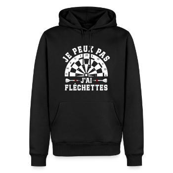 Je Peux Pas J'ai Fléchettes - Sweat à capuche Premium bio Homme - noir - Devant - Nico (187cm)