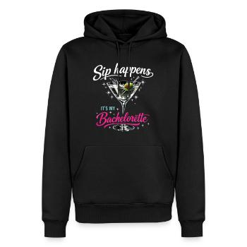 Enterrement de vie de jeune fille Verre Martini – Sip Happens Bachelorette - Sweat à capuche Premium bio Homme - noir - Devant - Nico (187cm)