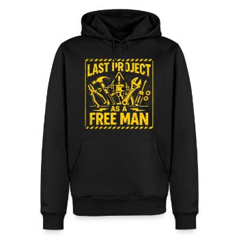 Dernier projet en tant qu’homme libre - JGA Warnschild - Sweat à capuche Premium bio Homme - noir - Devant - Nico (187cm)