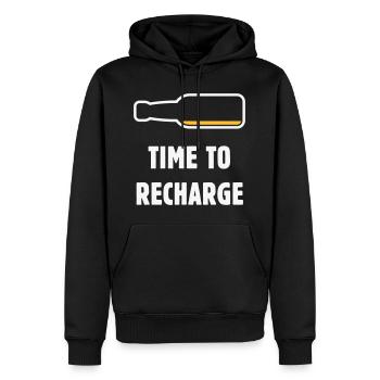 Temps de recharge (Bière / Bière / NEG 2C) - Sweat à capuche Premium bio Homme - noir - Devant - Nico (187cm)