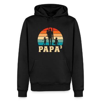 Papa Vater von 3 Kinder Kindern - Männer Premium Bio Hoodie - Schwarz - Vorne - Nico (187cm)