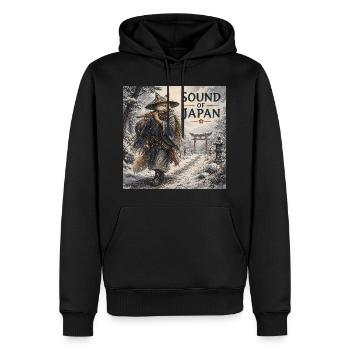 Japanisches Kitsune-Flötendesign - Männer Premium Bio Hoodie - Schwarz - Vorne - Nico (187cm)