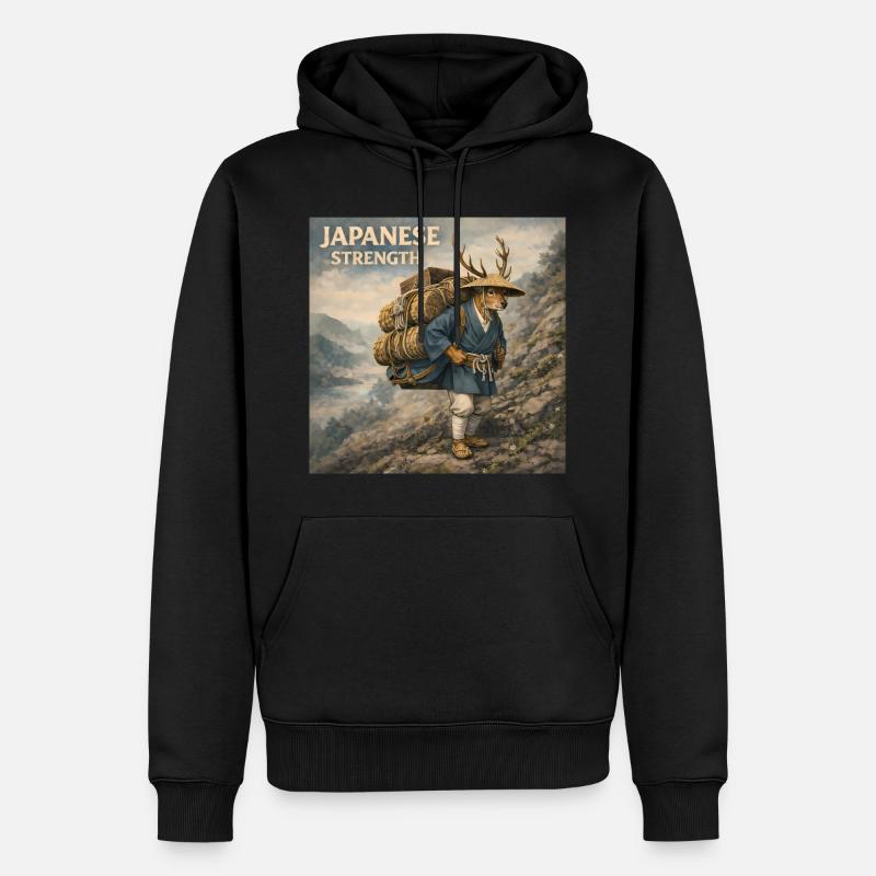 Conception japonaise de Shika Bokka - Sweat à capuche Premium bio Homme - noir