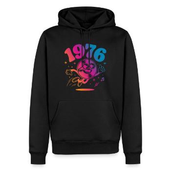 Vintage 1976 - Männer Premium Bio Hoodie - Schwarz - Vorne - Nico (187cm)