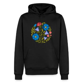 Design floral rond vintage avec un charme intemporel - Sweat à capuche Premium bio Homme - noir - Devant - Nico (187cm)