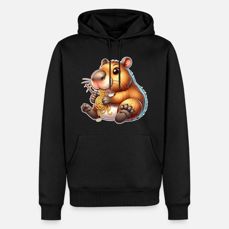Pâtes à capybara - Sweat à capuche Premium bio Homme - noir