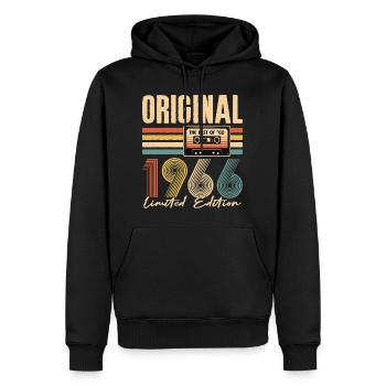60e anniversaire, 60 ans - Sweat à capuche Premium bio Homme - noir - Devant - Nico (187cm)