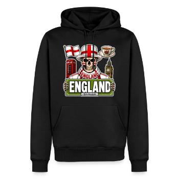 SkullCostume Édition Mondiale : Angleterre - Sweat à capuche Premium bio Homme - noir - Devant - Nico (187cm)