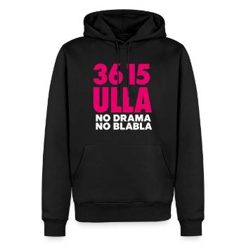 3615 ULLA No Drama No Blabla Humour Année 80 - Sweat à capuche Premium bio Homme - noir - Devant - Nico (187cm)
