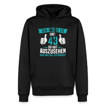 43 Jahre 43. Geburtstag Mann Frau 43 Jahre - Männer Premium Bio Hoodie - Schwarz - Vorne - Nico (187cm)