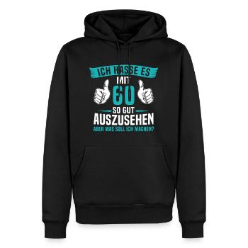 60 Jahre 60. Geburtstag Mann Frau 60 Jahre - Männer Premium Bio Hoodie - Schwarz - Vorne - Nico (187cm)