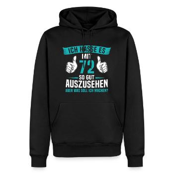 72Jahre 72. Geburtstag Mann Frau 72 Jahre - Männer Premium Bio Hoodie - Schwarz - Vorne - Nico (187cm)