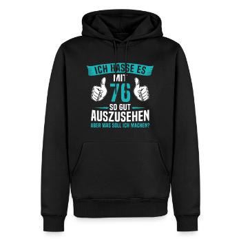 76 Jahre 76. Geburtstag Mann Frau 76 Jahre - Männer Premium Bio Hoodie - Schwarz - Vorne - Nico (187cm)