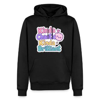 Kinda Chaotic Kinda Brilliant - Men’s Premium Organic Hoodie - black - Front - Nico (187cm)