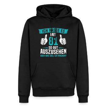 81 Jahre 81. Geburtstag Mann Frau 81 Jahre - Männer Premium Bio Hoodie - Schwarz - Vorne - Nico (187cm)