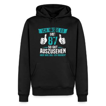 87 Jahre 87. Geburtstag Mann Frau 87 Jahre - Männer Premium Bio Hoodie - Schwarz - Vorne - Nico (187cm)