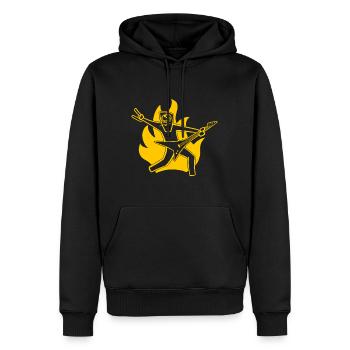 Guitariste en feu - Sweat à capuche Premium bio Homme - noir - Devant - Nico (187cm)