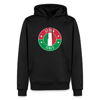 Latina Italy Round Flag Patch - Men’s Premium Organic Hoodie - black - Front - Nico (187cm)