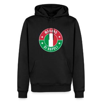Marano di Napoli Round Emblem - Men’s Premium Organic Hoodie - black - Front - Nico (187cm)