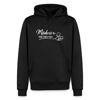 Médecin par vocation - Sweat à capuche Premium bio Homme - noir - Devant - Nico (187cm)