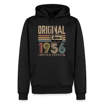 70e anniversaire, 70 ans - Sweat à capuche Premium bio Homme - noir - Devant - Nico (187cm)
