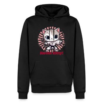 Karate Kitty - Men’s Premium Organic Hoodie - black - Front - Nico (187cm)