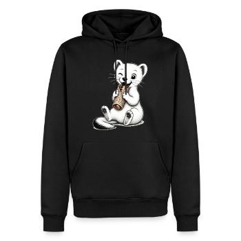 Vaelosek l hermine galette saucisse  - Sweat à capuche Premium bio Homme - noir - Devant - Nico (187cm)