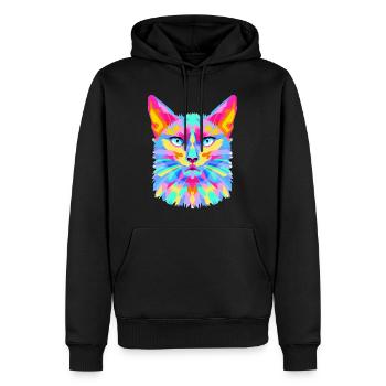 Explosion géométrique de chat - Sweat à capuche Premium bio Homme - noir - Devant - Nico (187cm)