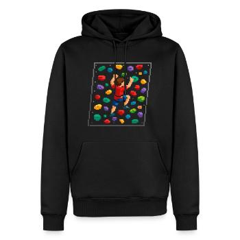Retro Pixel Art Bouldern 8-Bit Kletterwand - Männer Premium Bio Hoodie - Schwarz - Vorne - Nico (187cm)
