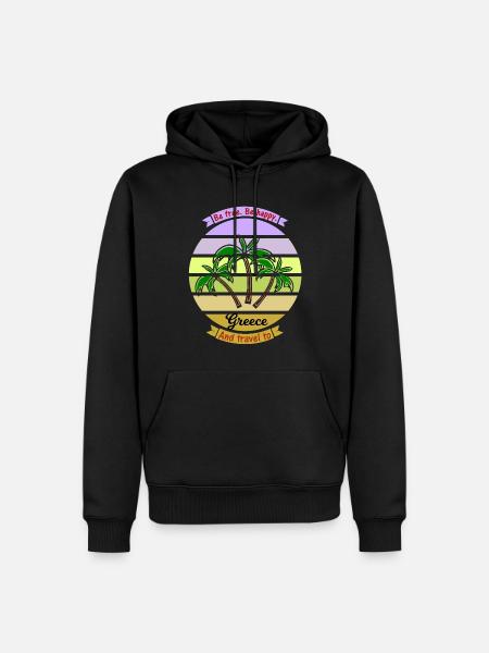 Griechenland Palmen Strand Retro - Männer Premium Bio Hoodie - Schwarz