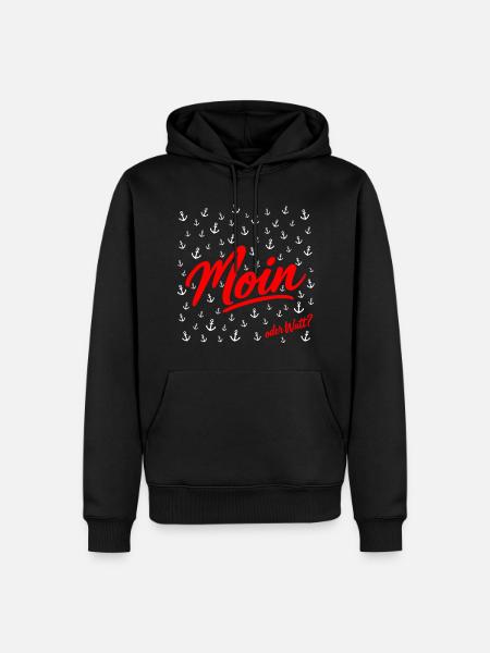 Moin Schriftzug Rot Script - Männer Premium Bio Hoodie - Schwarz