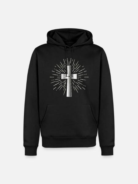 Christlicher Glaube, Symbol Kreuz - Männer Premium Bio Hoodie - Schwarz