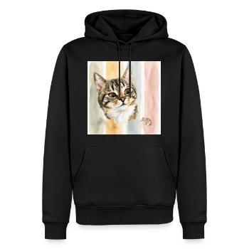 Pastellkatze Aquarellstreifen Katze Maus - Männer Premium Bio Hoodie - Schwarz - Vorne - Nico (187cm)