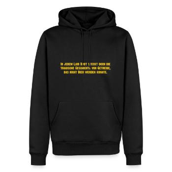 die Tragik von Brot, das Bier werden wollte - Männer Premium Bio Hoodie - Schwarz - Vorne - Nico (187cm)