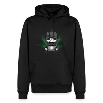 Hacker Panda Édition Hacker - Sweat à capuche Premium bio Homme - noir - Devant - Nico (187cm)