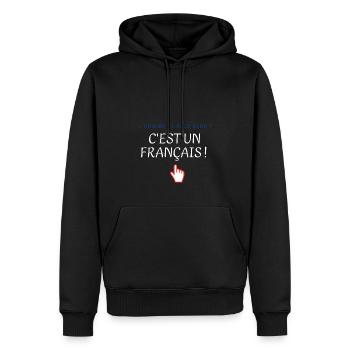 L'homme le plus beau est un Français - Sweat à capuche Premium bio Homme - noir - Devant - Nico (187cm)