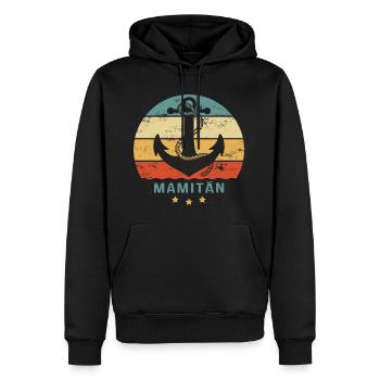 MAMITÄN Mama ist der Kapitän Geschenke Muttertag - Männer Premium Bio Hoodie - Schwarz - Vorne - Nico (187cm)