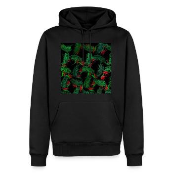 Palmen und Blumenmuster - Männer Premium Bio Hoodie - Schwarz - Vorne - Nico (187cm)