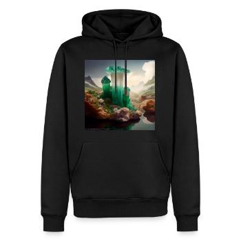 Le pays des cristaux de champignons - Sweat à capuche Premium bio Homme - noir - Devant - Nico (187cm)