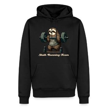 Sloth Running Team, biceps don't grow on trees - Men’s Premium Organic Hoodie - black - Front - Nico (187cm)